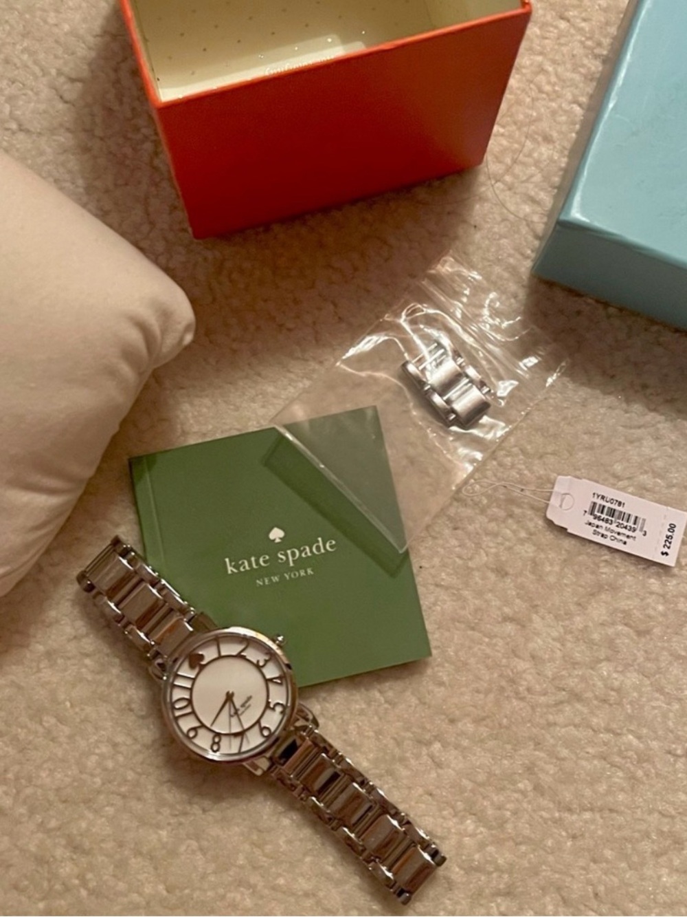 kate spade silver-tone bracelet watch with white dial